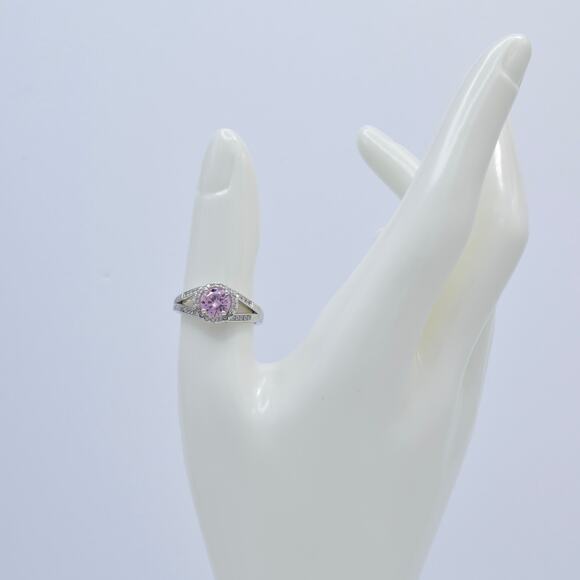 NWOT Fragrant Jewels Pink Round Cut Halo Ring Size 8 US - Picture 3 of 5